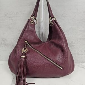 Michael Kors Maroon Hobo Leather Shoulder Bag
